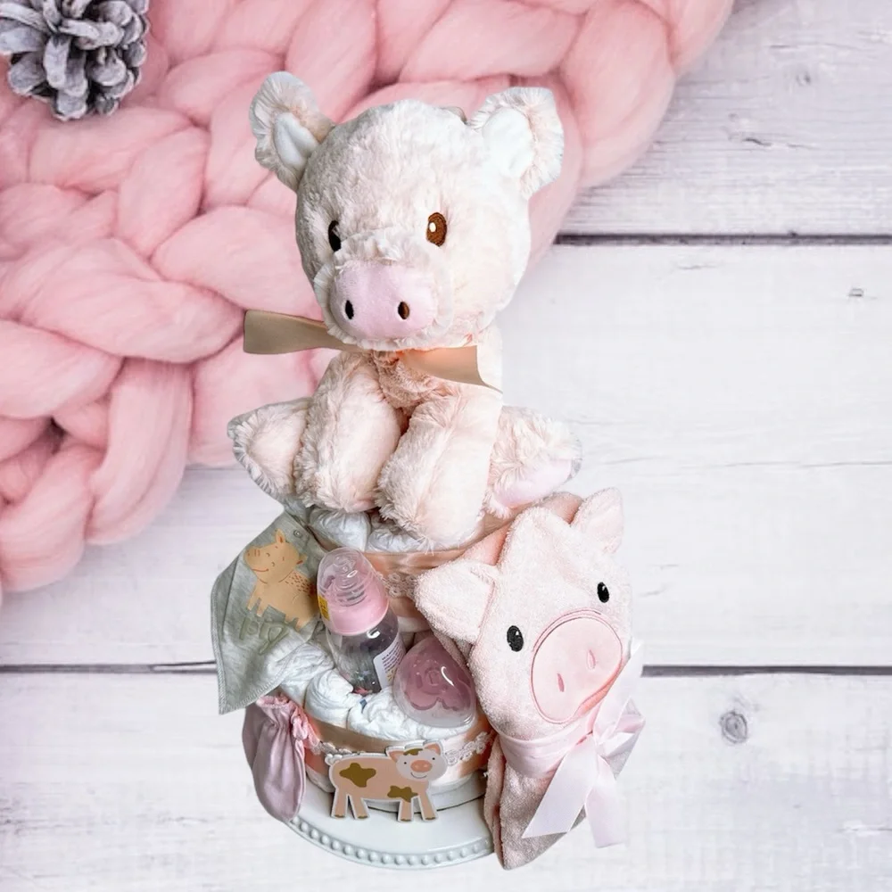 Piggy Diaper Cake, Farm Baby Shower